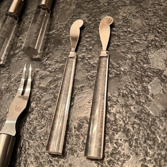 Vintage 18 Pcs MCM Service for 8 Dessert Cheese Knife and Fork w Spread Knives - Picture 5 of 6
